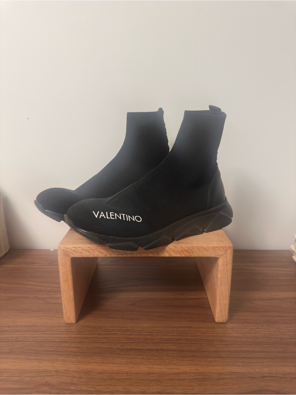 Valentino Black Sock-Style Logo Sneakers